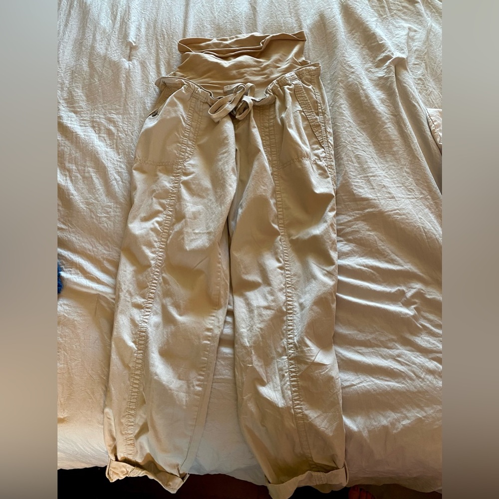 Beige Maternity Cargo Pants